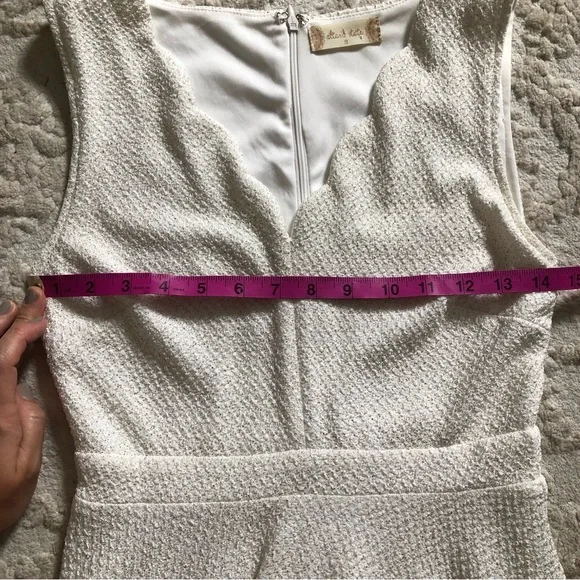 Altar’d State Women’s Sleeveless Scallop V-Neck Knit Skater Dress, White Small - Picture 11 of 11